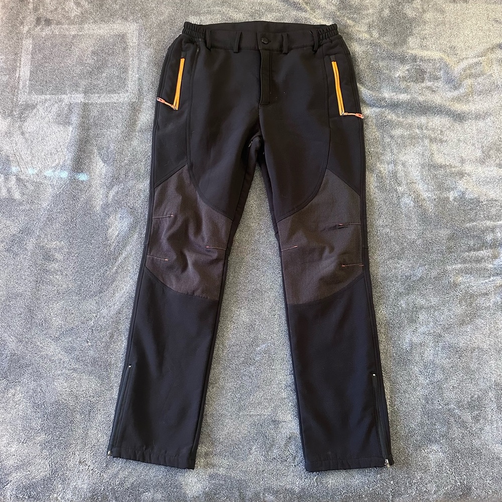 Men's Black and Orange Snow Pants